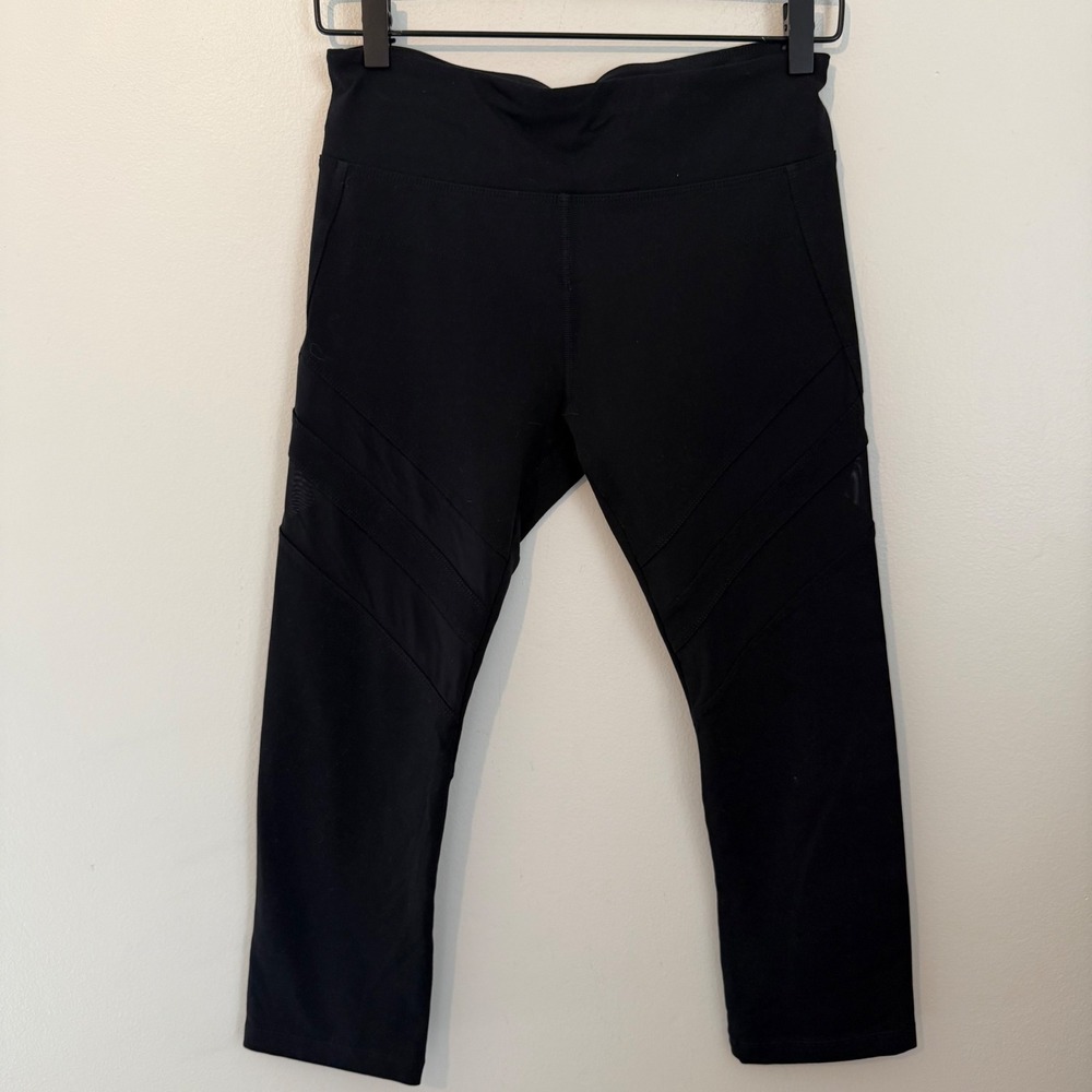 Lorna Jane Black Mesh Panel Cropped Leggings Capri Activewear  Womens‎ M